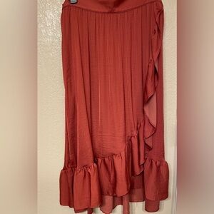 Women’s Elle Asymmetrical Ruffled Boho Western Gypsy Hipster Maxi Skirt XL